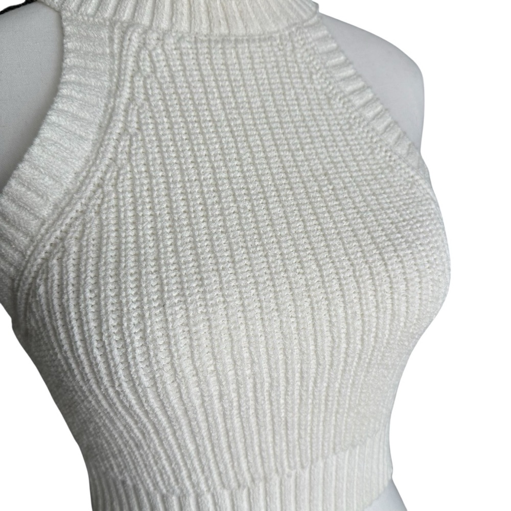 NWT Hunter & Brown Ribbed Knit High Neck Halter Crop Top - Small - Clean Girl - Picture 2 of 8